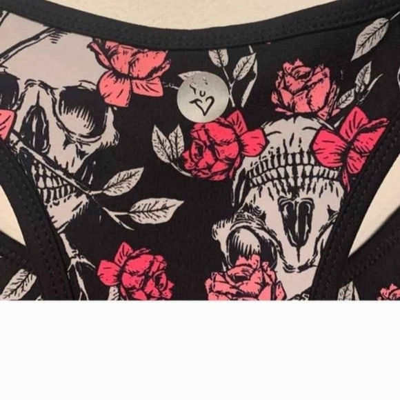 Torrid Black and Pink Skull Floral Sports Bra - Picture 7 of 7